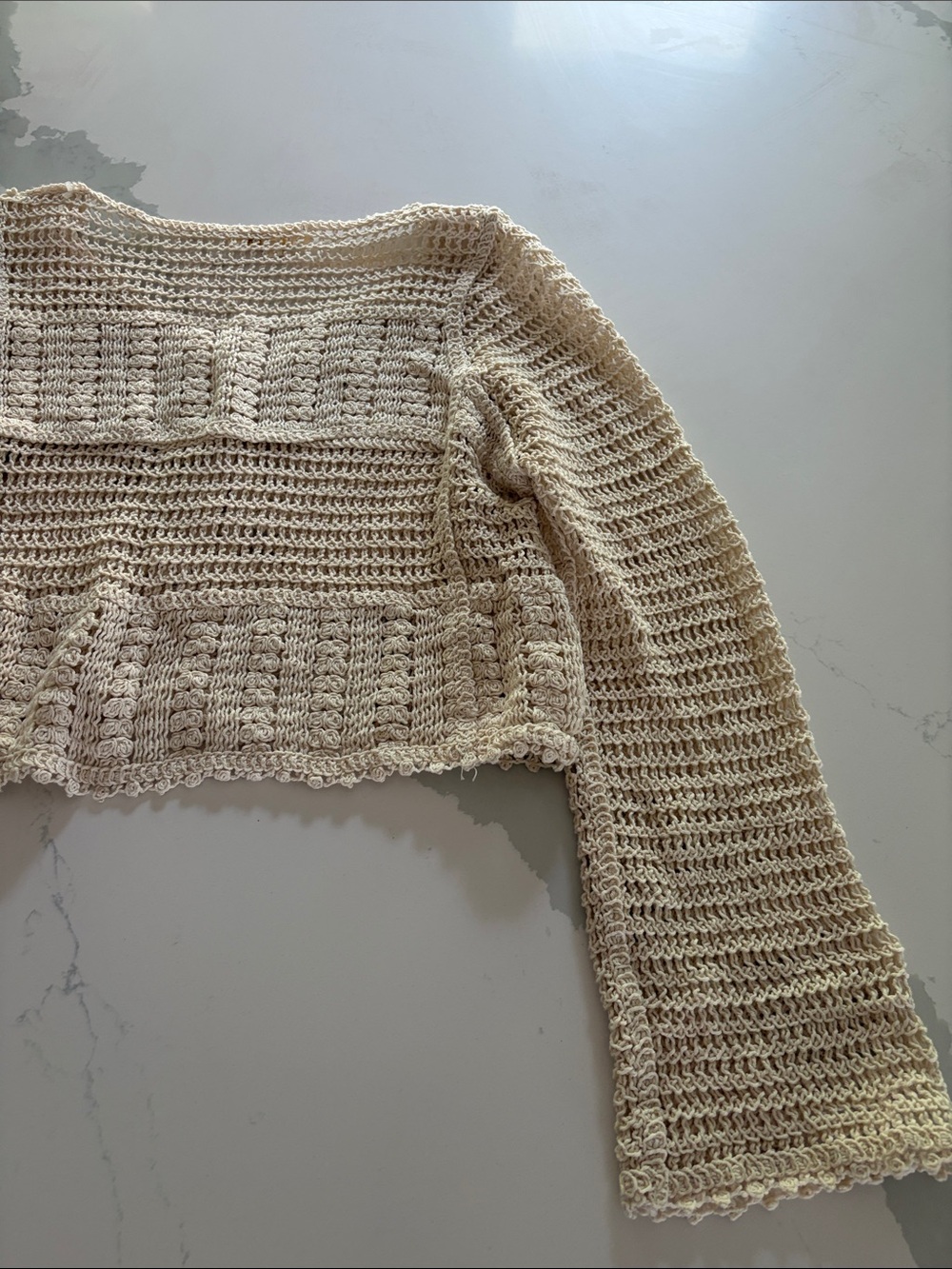Rebellion Crochet Button-Front Cream Cardigan - Size S, BOHO, Cottage Core - Picture 9 of 9